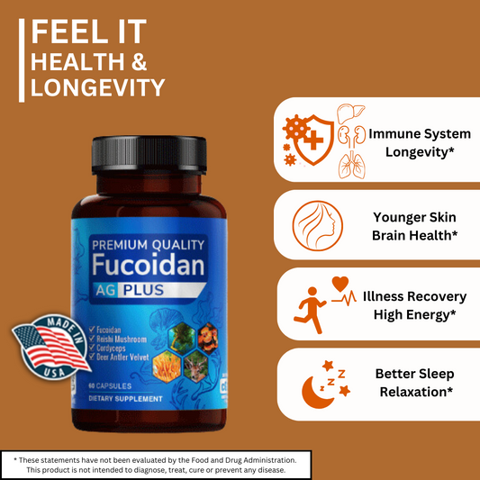 Fucoidan MIX AG Plus-3 longevity lung liver kidney cancer young skin joint support better sleep